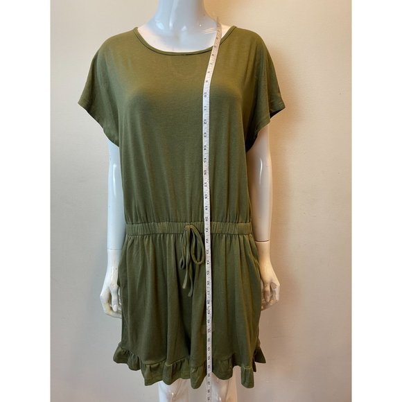 Womens One Piece Romper Tie Waist Back Keyhole Pockets Stretch Green SZ X Large - Picture 6 of 12